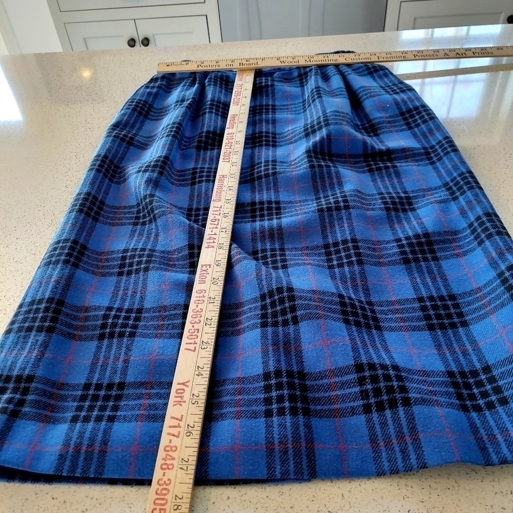 Pendleton Morgan Tartan Plaid Long Wool Skirt Size 6 Vintage Blue Black Red EUC - Picture 12 of 16